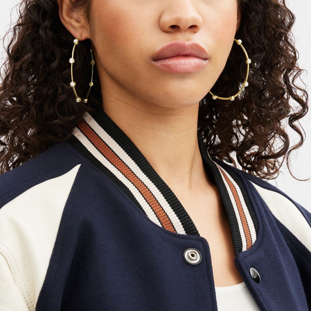 Coach Classic Pearl Large Hoop Earrings Gold/Pearl | COH866096