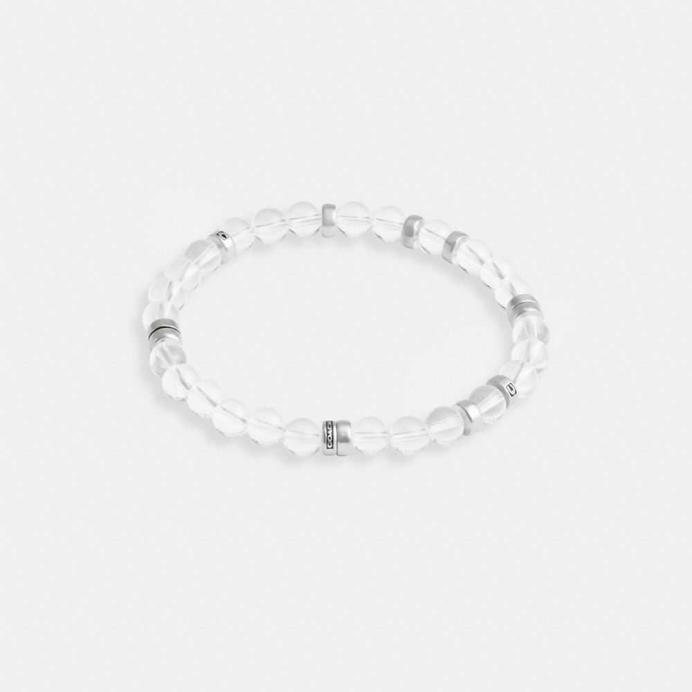 Coach Clear Quartz Beaded Disk Bracelet Silver & Clear | COH867025