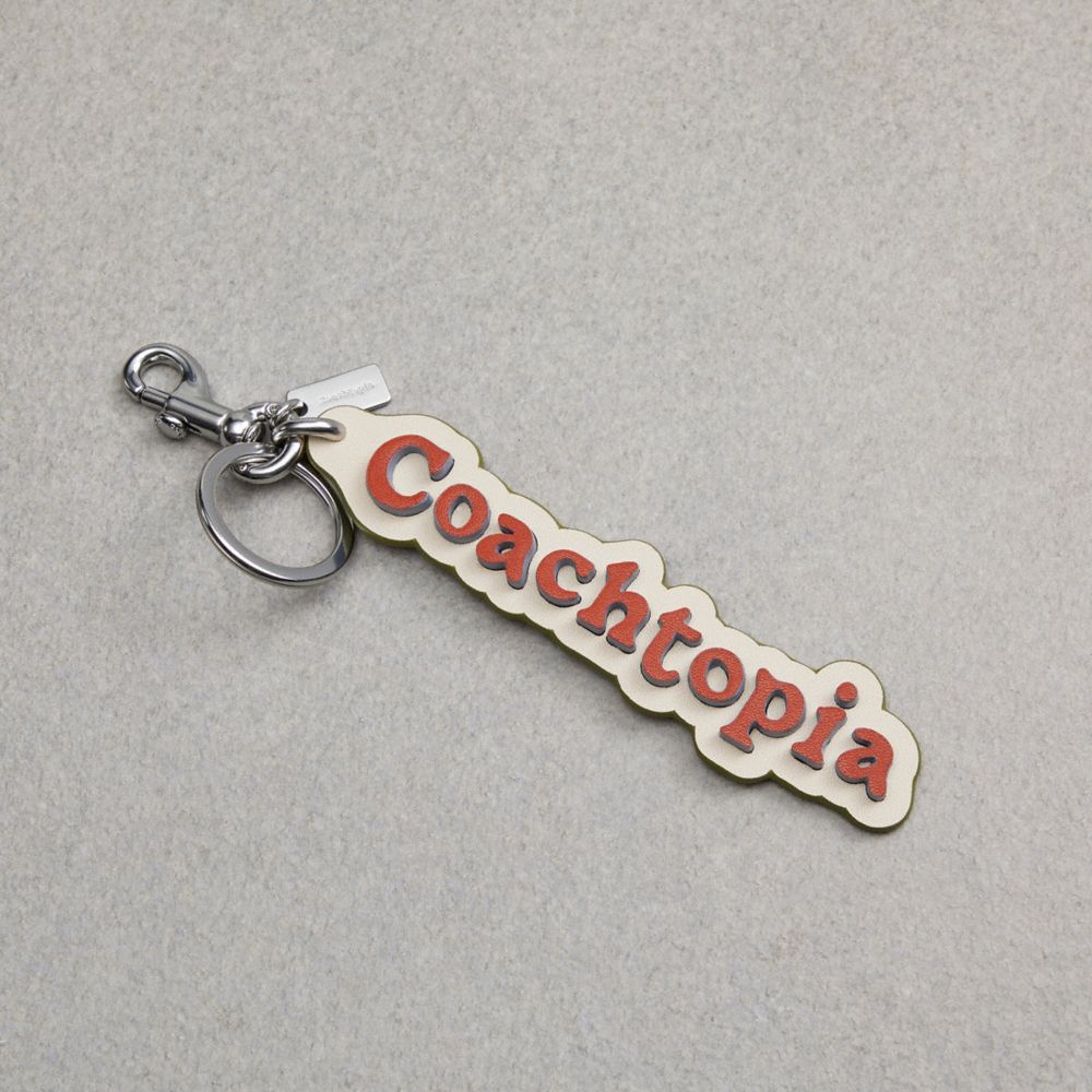 Coach Coachtopia Bag Charm In Coachtopia Leather Deep Orange/Twilight Multi | COH866433