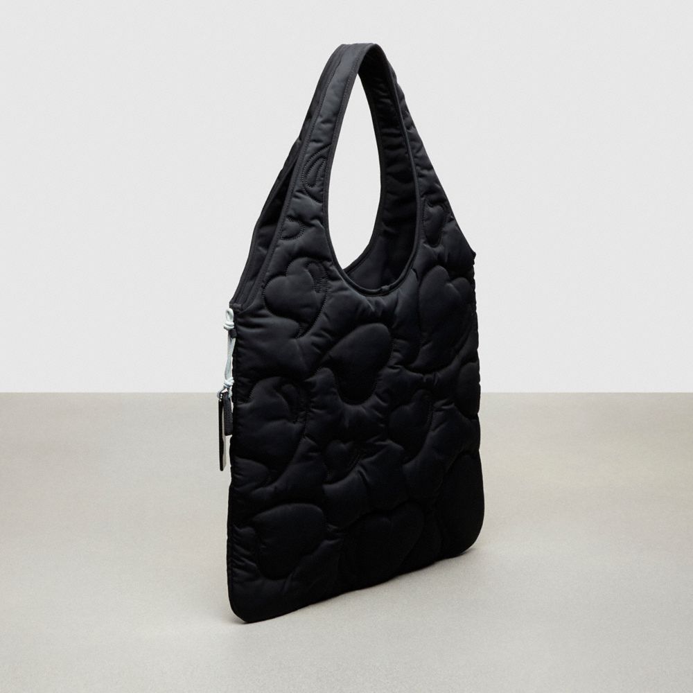 Coach Coachtopia Loop Quilted Heart Flat Tote Black | COH866643