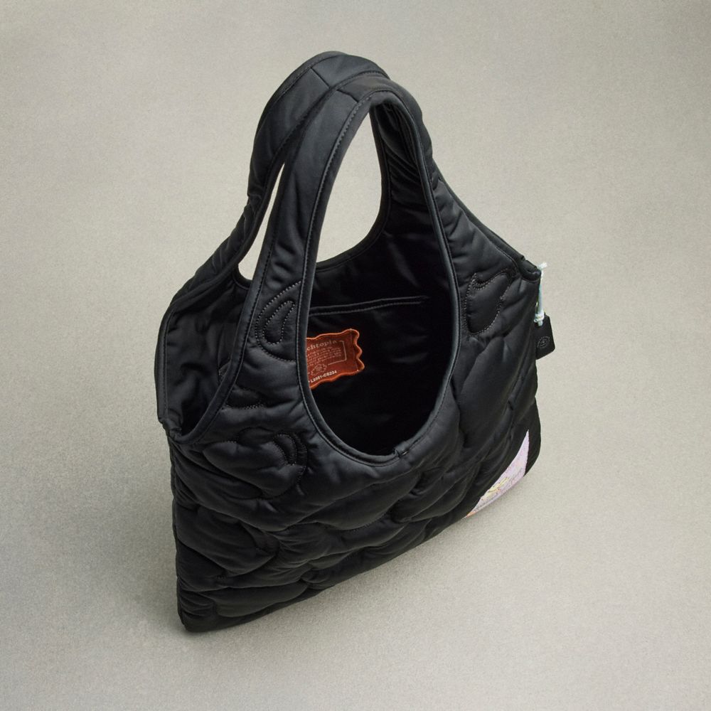 Coach Coachtopia Loop Quilted Heart Flat Tote Black | COH866643