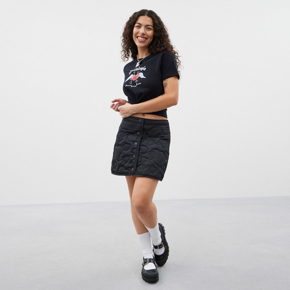 Coach Coachtopia Loop Quilted Heart Mini Skirt Black | COH866024