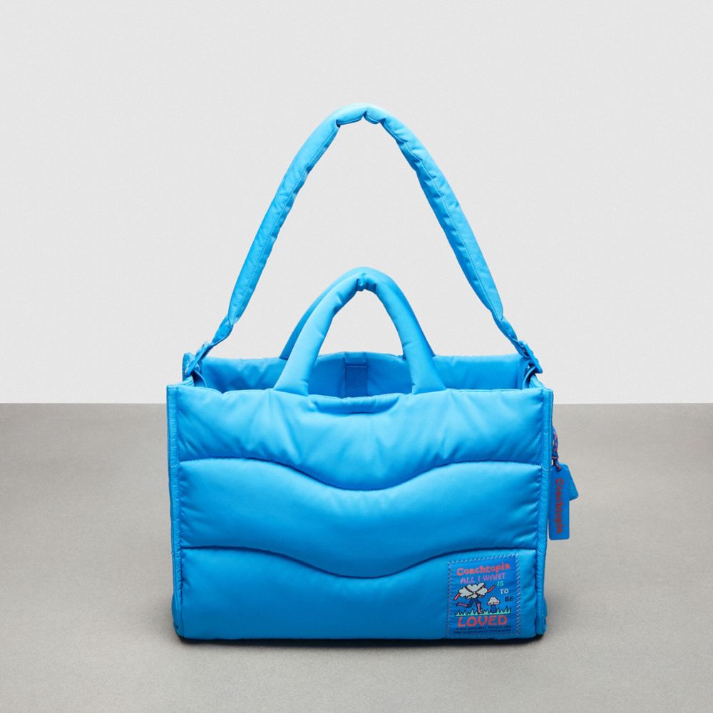 Coach Coachtopia Loop Tote With Wavy Quilting Surf Blue | COH866620