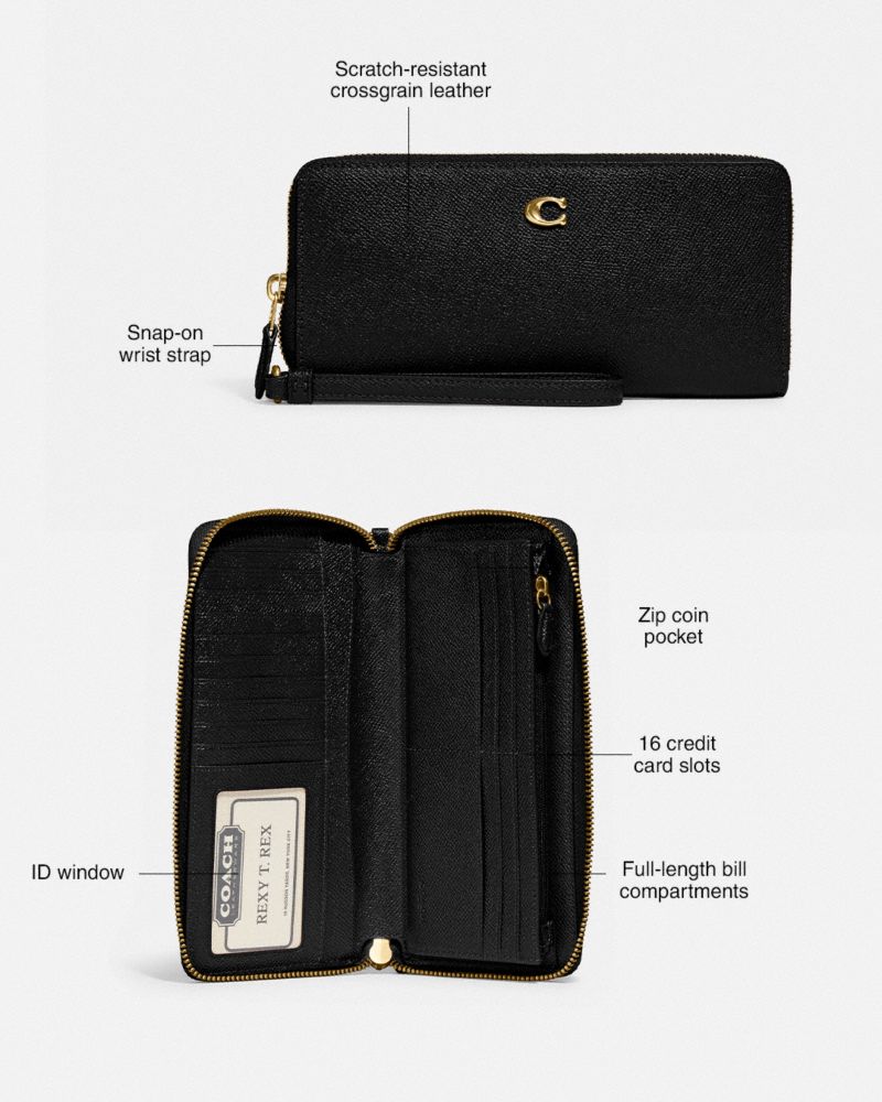 Coach Continental Wallet Crossgrain Leather/Silver/Buff | COH865497