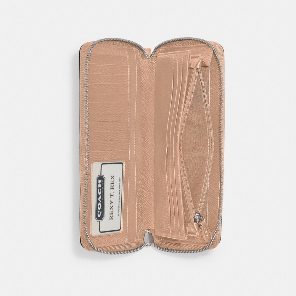Coach Continental Wallet Crossgrain Leather/Silver/Buff | COH865628
