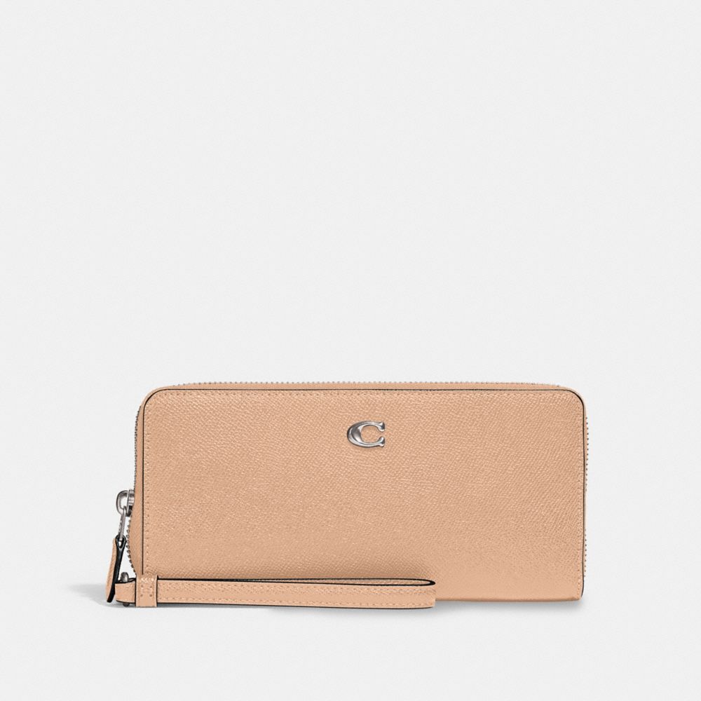 Coach Continental Wallet Crossgrain Leather/Silver/Buff | COH865628
