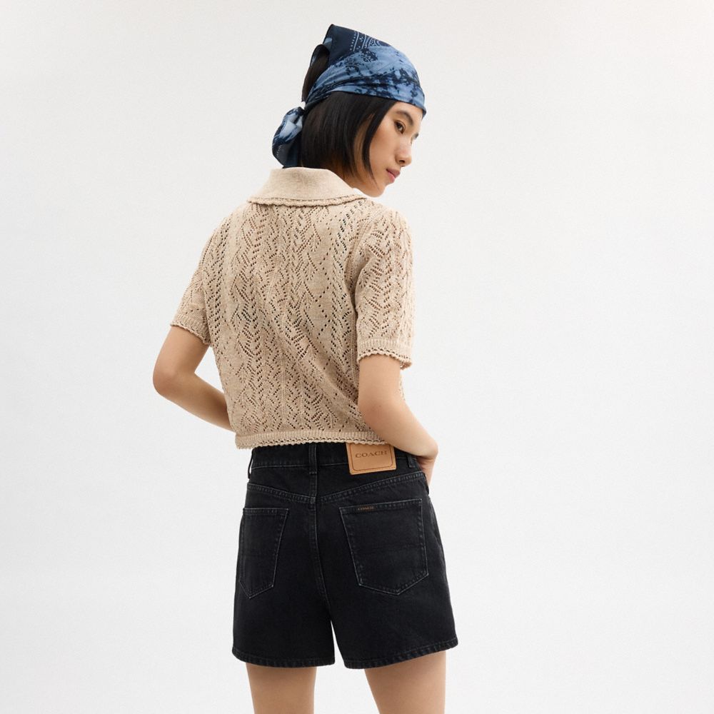 Coach Cropped Knit Polo Top Yellow | COH865952