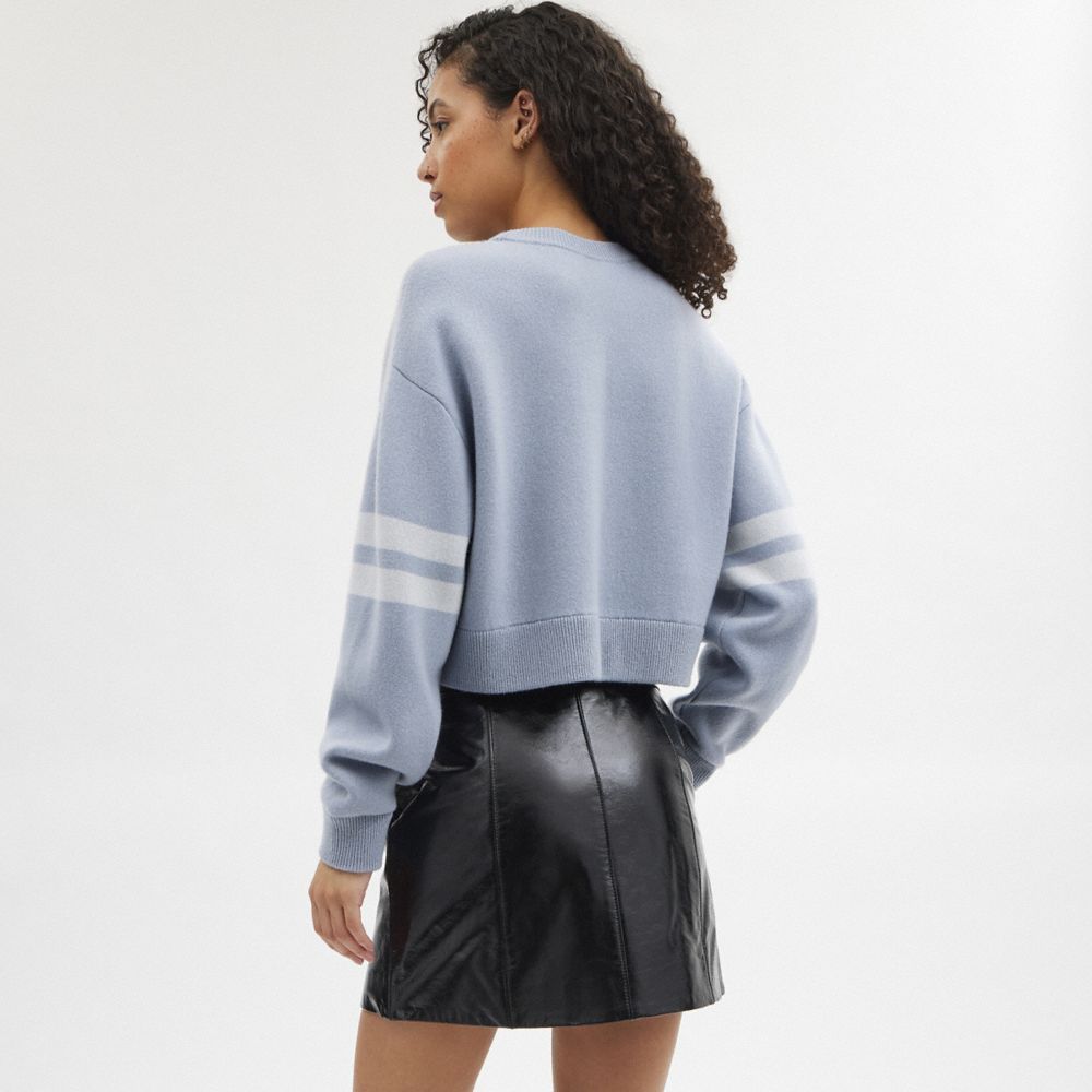 Coach Cropped Sweater Blue | COH865947