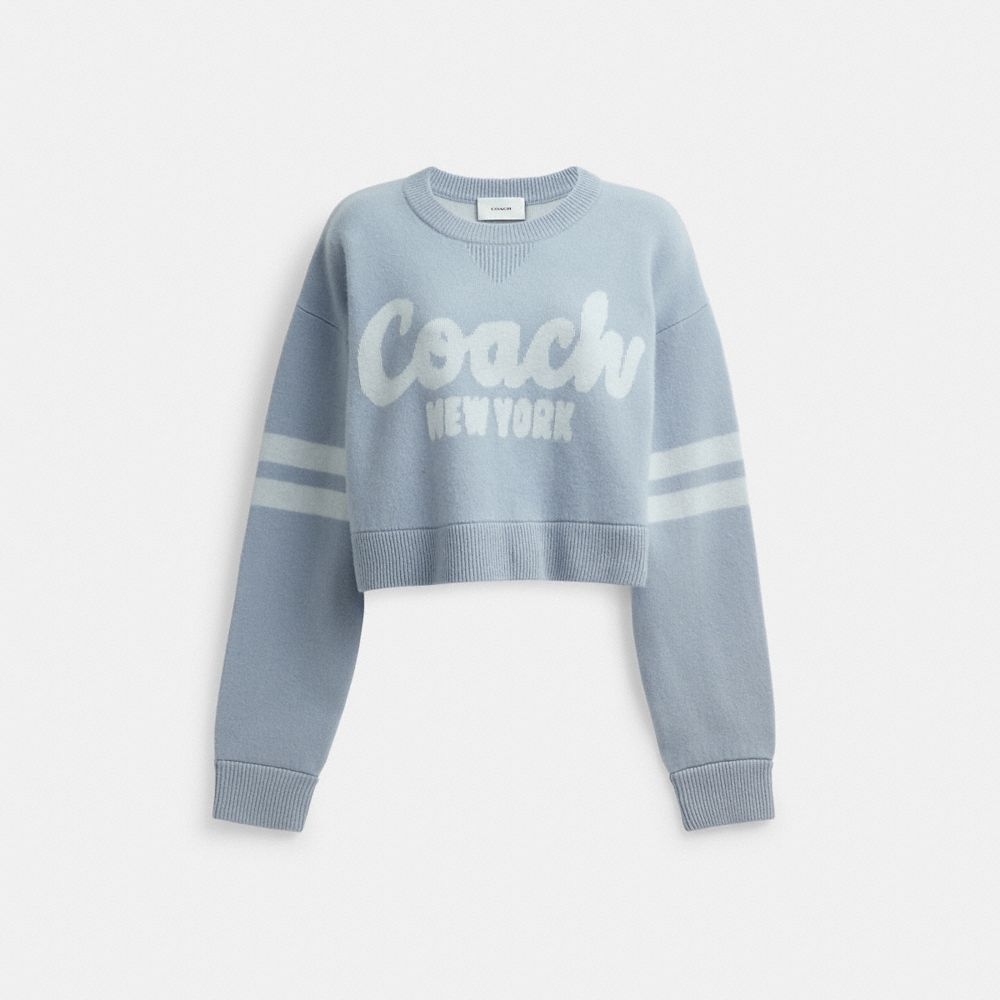 Coach Cropped Sweater Blue | COH865947