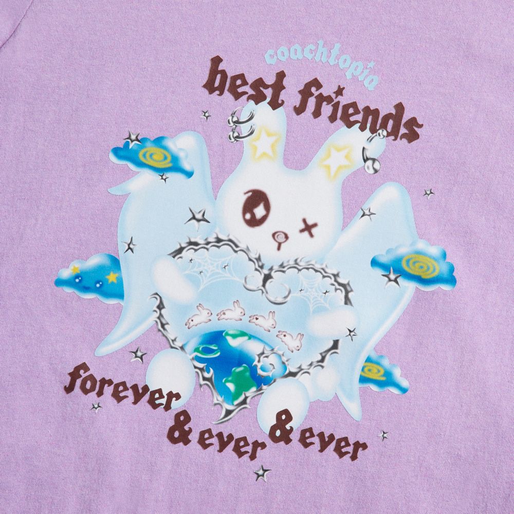 Coach Cropped Tee: Best Friends Bunny Purple Multi | COH865971