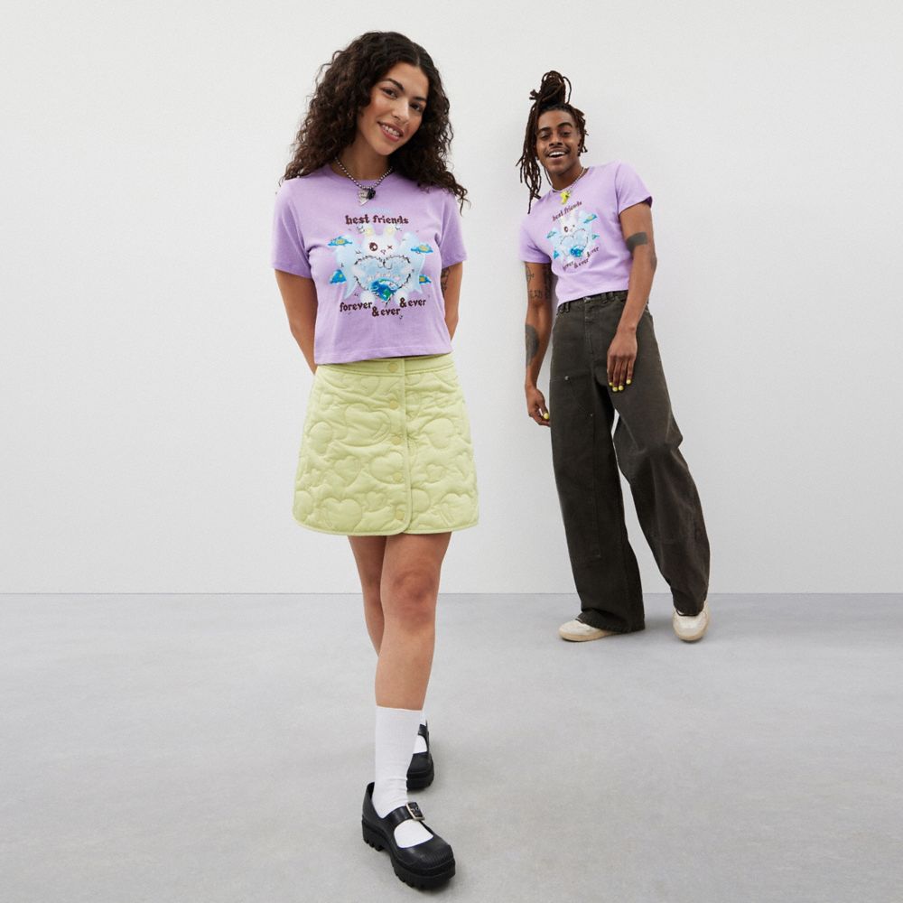 Coach Cropped Tee: Best Friends Bunny Purple Multi | COH865971