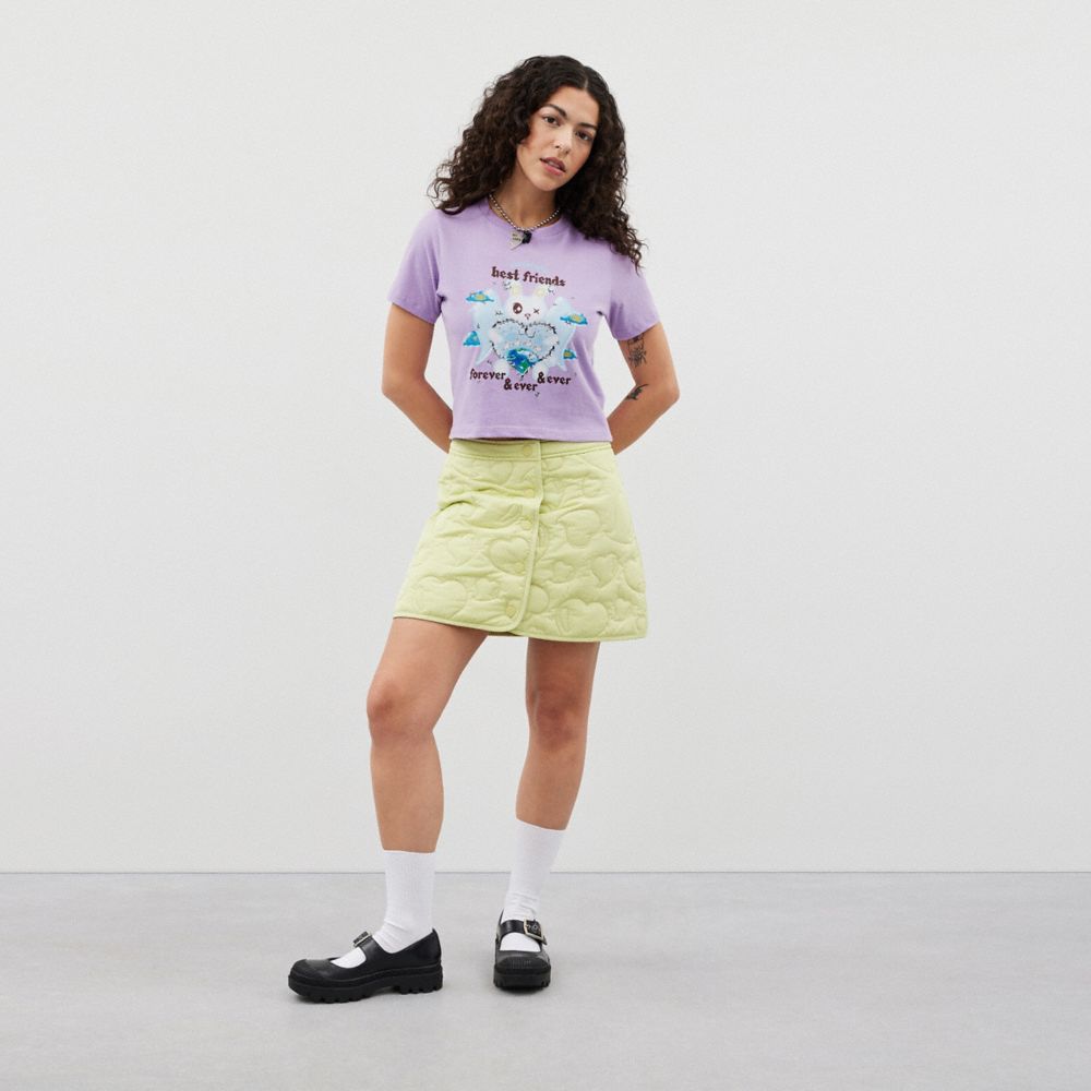 Coach Cropped Tee: Best Friends Bunny Purple Multi | COH865971