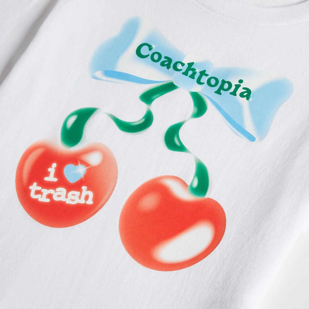 Coach Cropped Tee: Cherry Bow White | COH865974