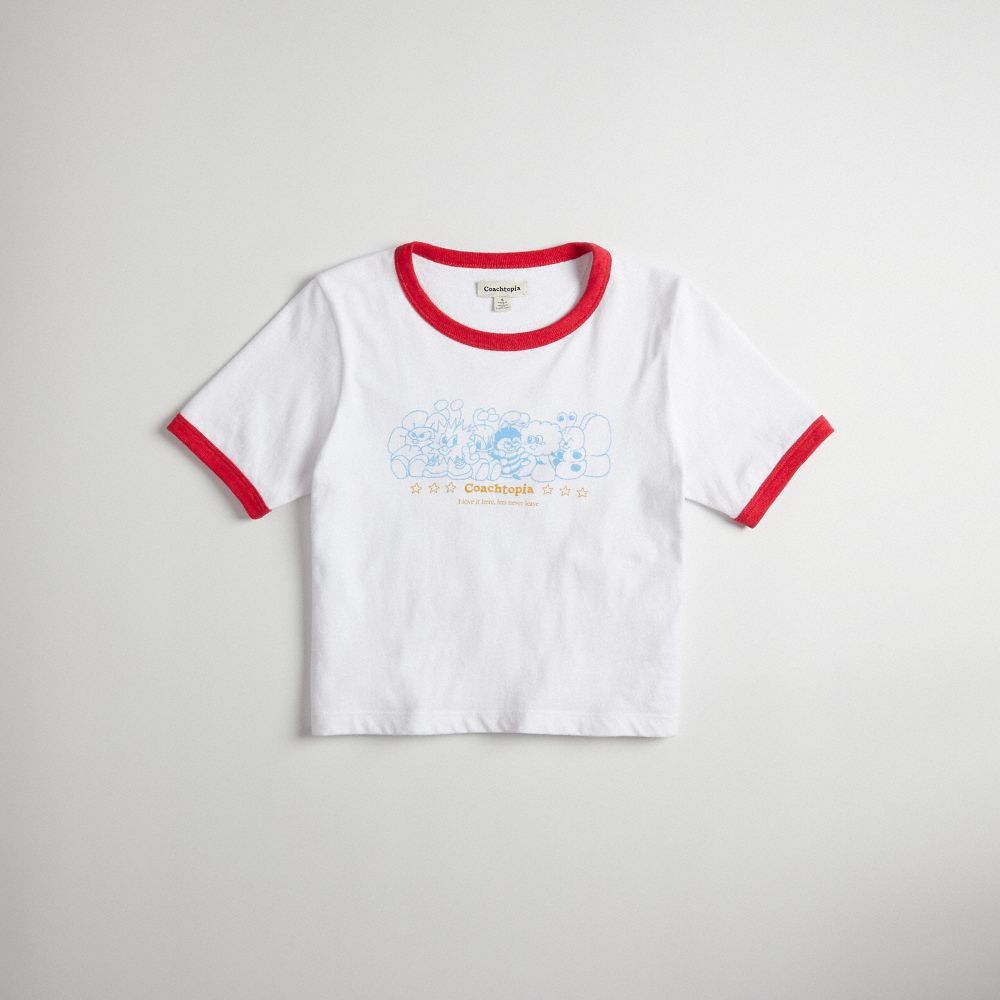 Coach Cropped Tee: Coachtopia Creatures White/Red Multi | COH865970
