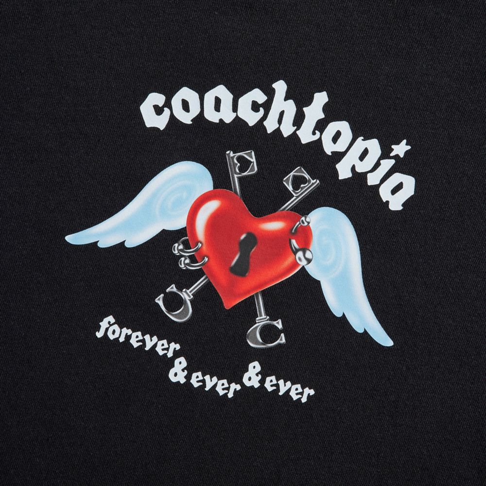 Coach Cropped Tee: Floating Heart Black | COH865973