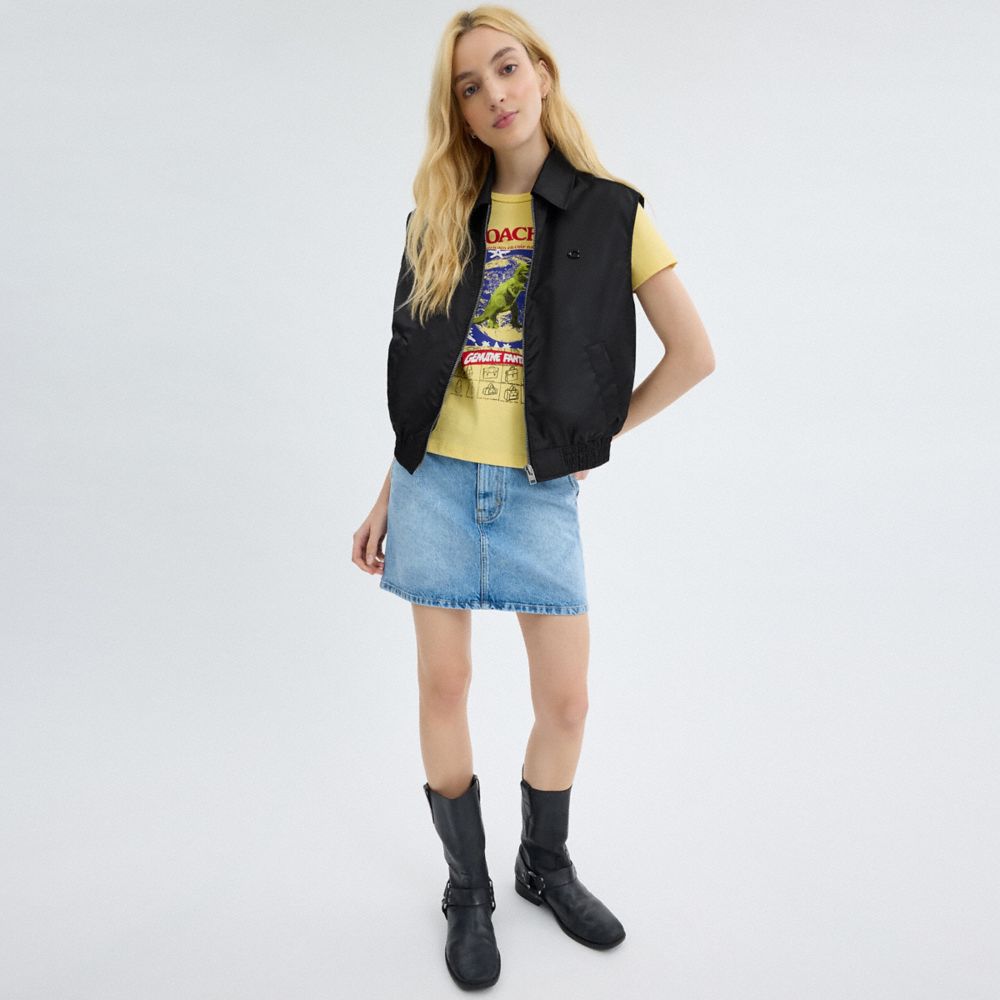 Coach Cropped Vest In Recycled Nylon Black | COH865922