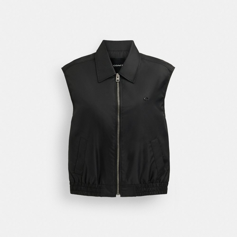 Coach Cropped Vest In Recycled Nylon Black | COH865922