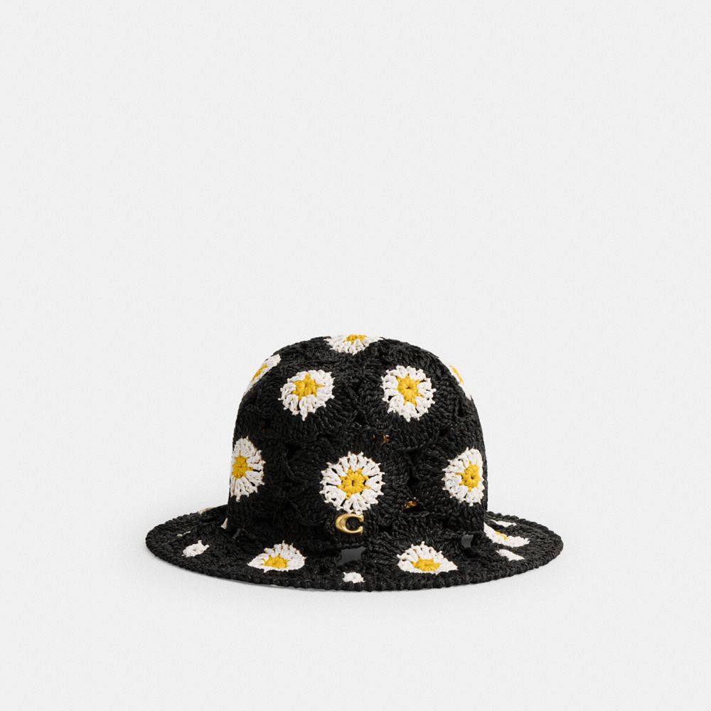 Coach Daisy Crochet Bucket Hat Black/Chalk | COH866416