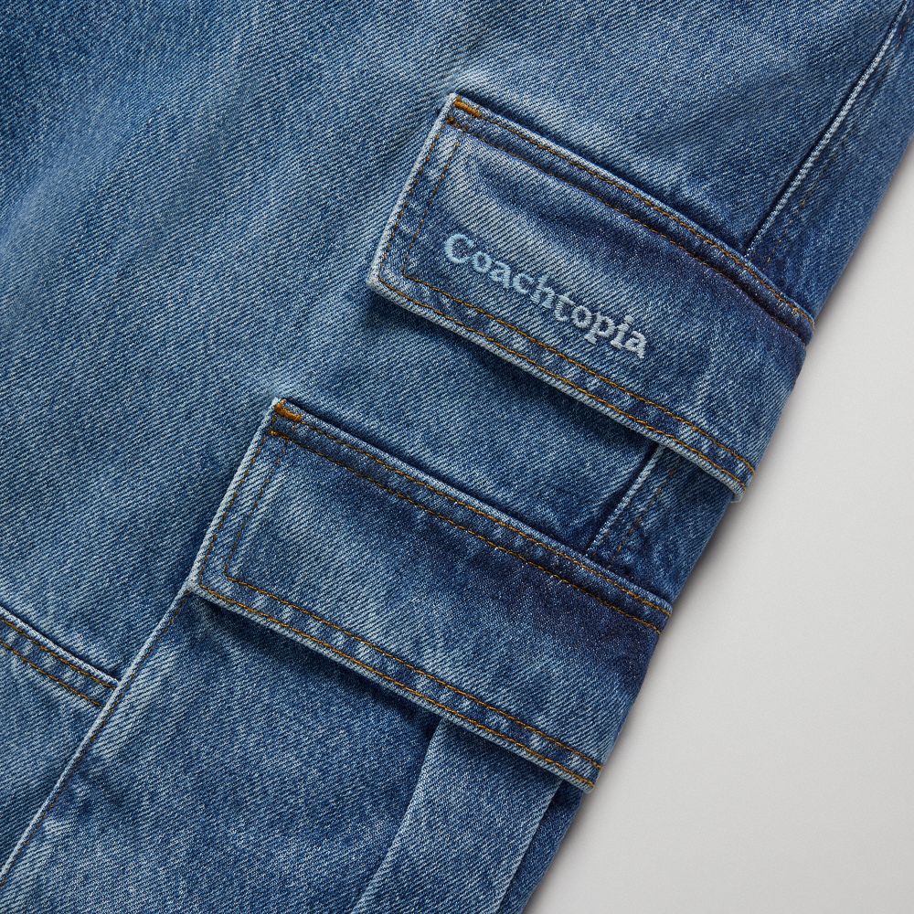 Coach Denim Cargo Pant In 31% Recycled Cotton Denim | COH866936