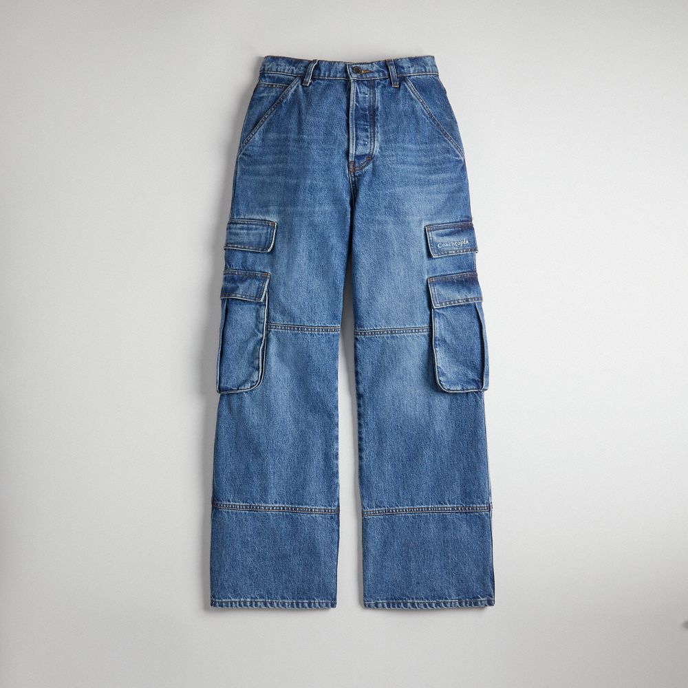 Coach Denim Cargo Pant In 31% Recycled Cotton Denim | COH866936