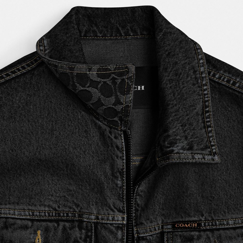 Coach Denim Crop Jacket In Organic Cotton Black | COH865921