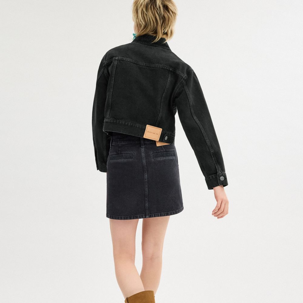 Coach Denim Crop Jacket In Organic Cotton Black | COH865921