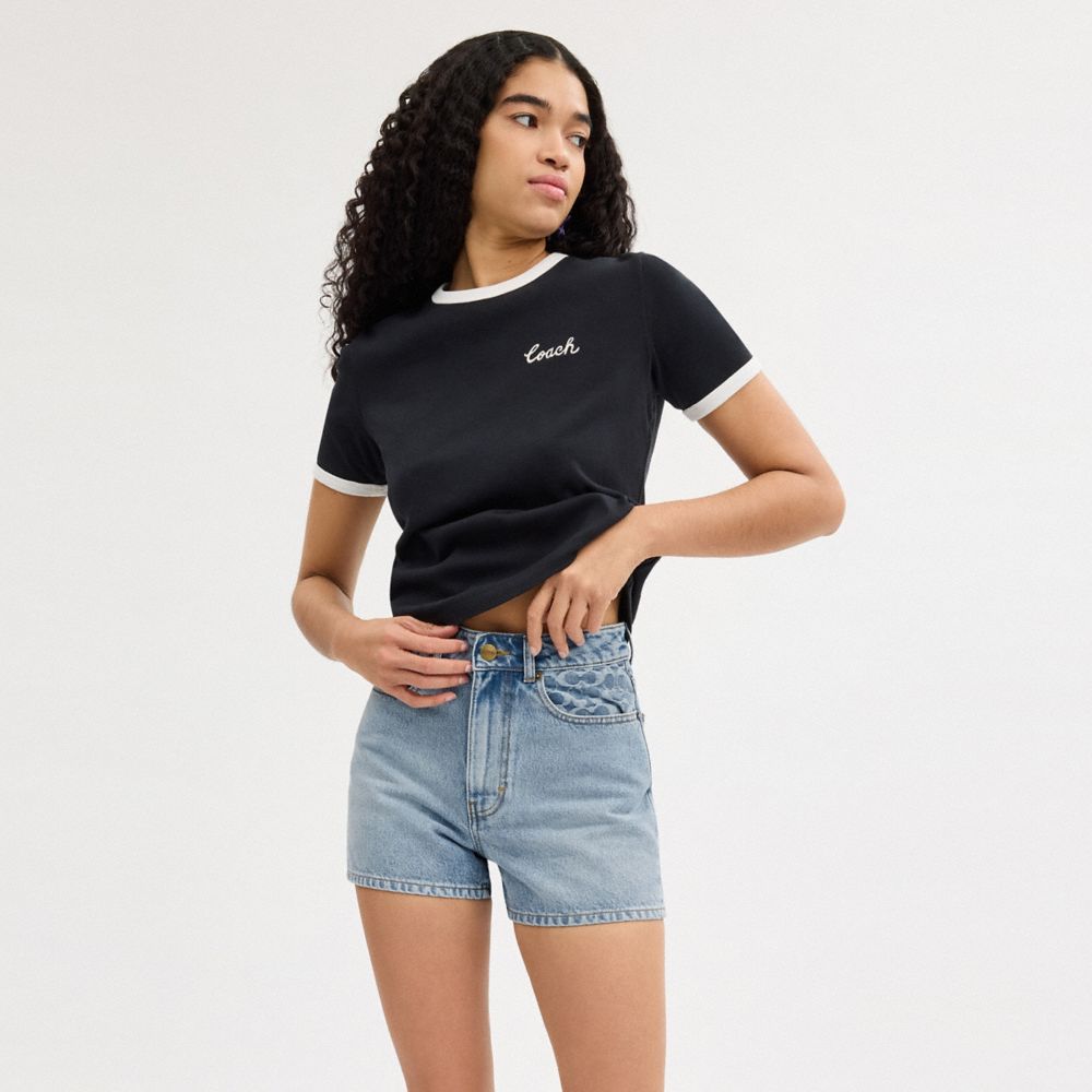 Coach Denim Shorts In Organic Cotton Blue | COH866038