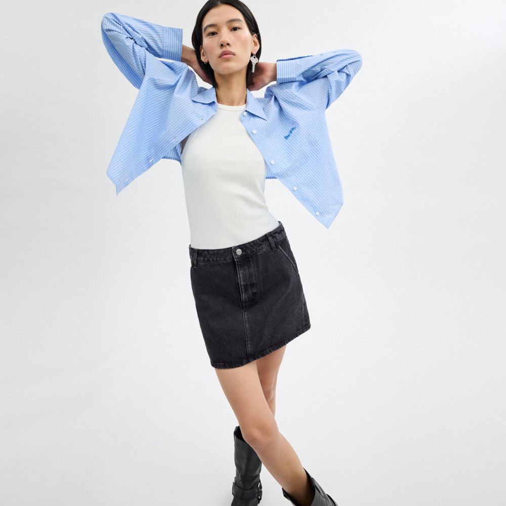 Coach Denim Skirt In Organic Cotton Black | COH866036