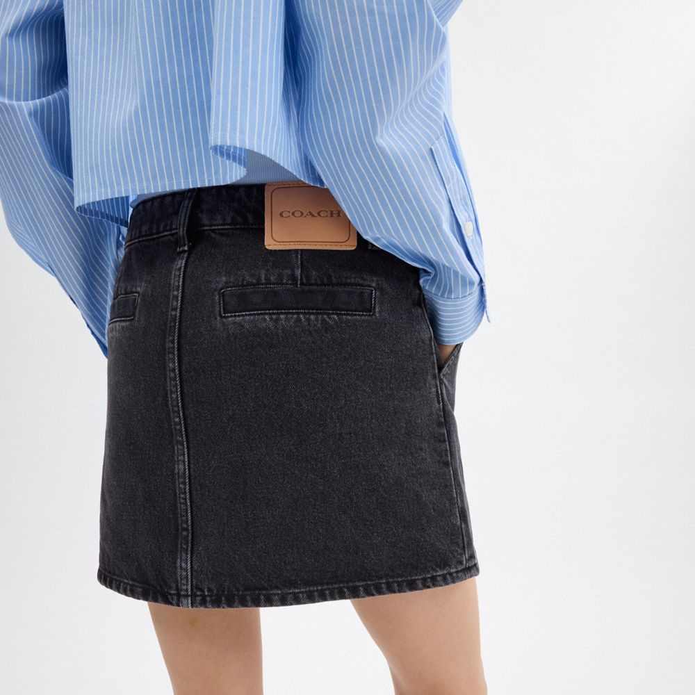 Coach Denim Skirt In Organic Cotton Black | COH866036