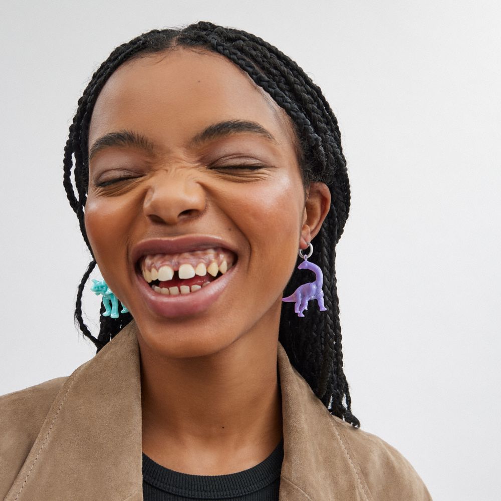Coach Dinosaur Mismatch Earrings Silver/Multi | COH866185