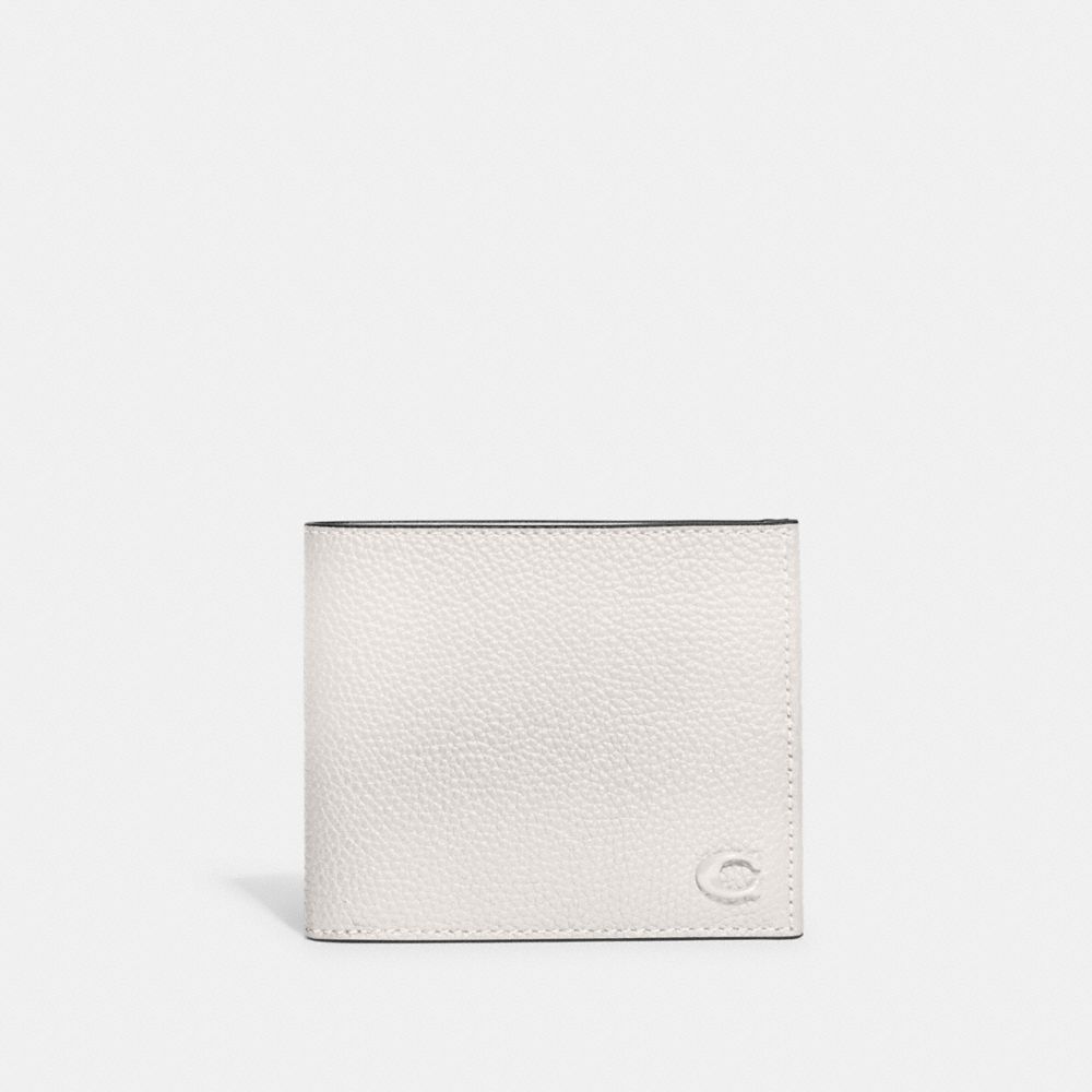 Coach Double Billfold Wallet Polished Pebble Leather/Chalk | COH866699