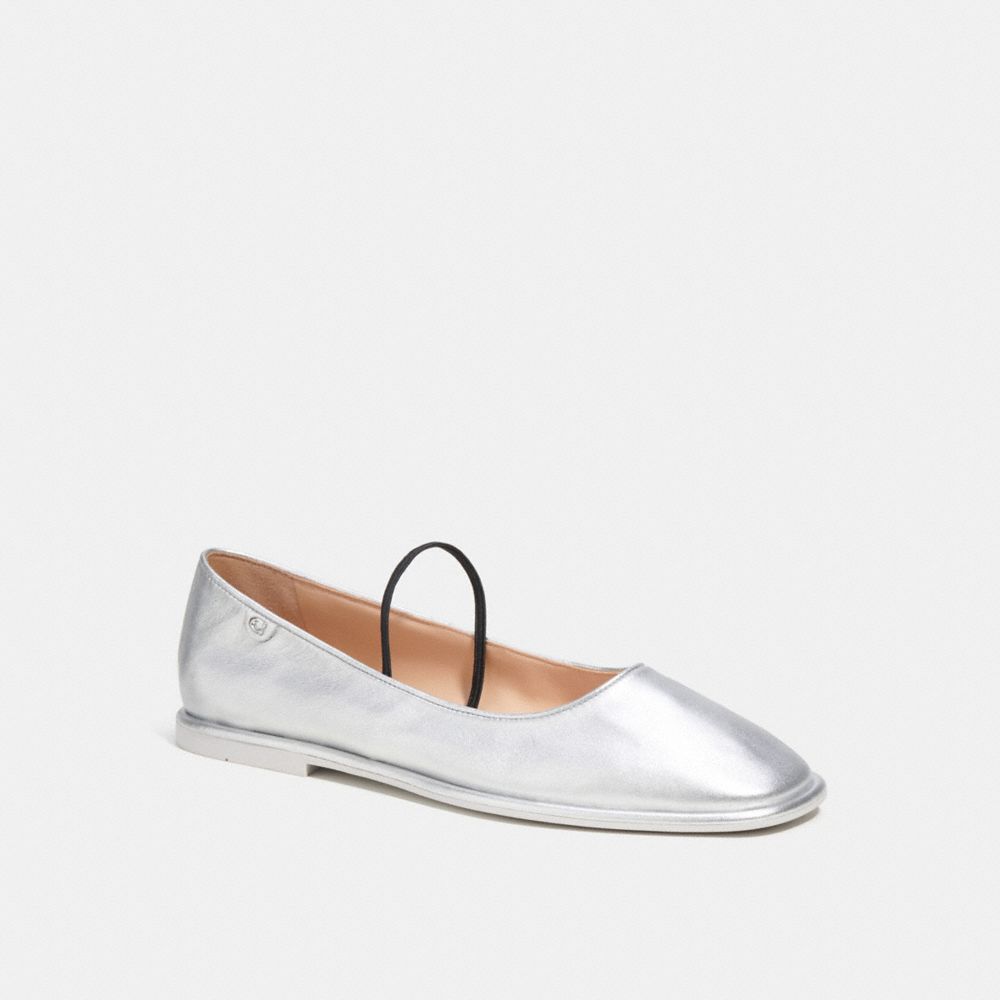 Coach Emilia Mary Jane In Silver Metallic Leather/Silver | COH865803