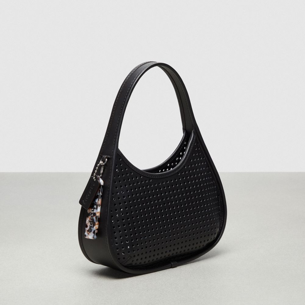 Coach Ergo Bag In Perforated Upcrafted Leather With Cherry Pins Black | COH865149