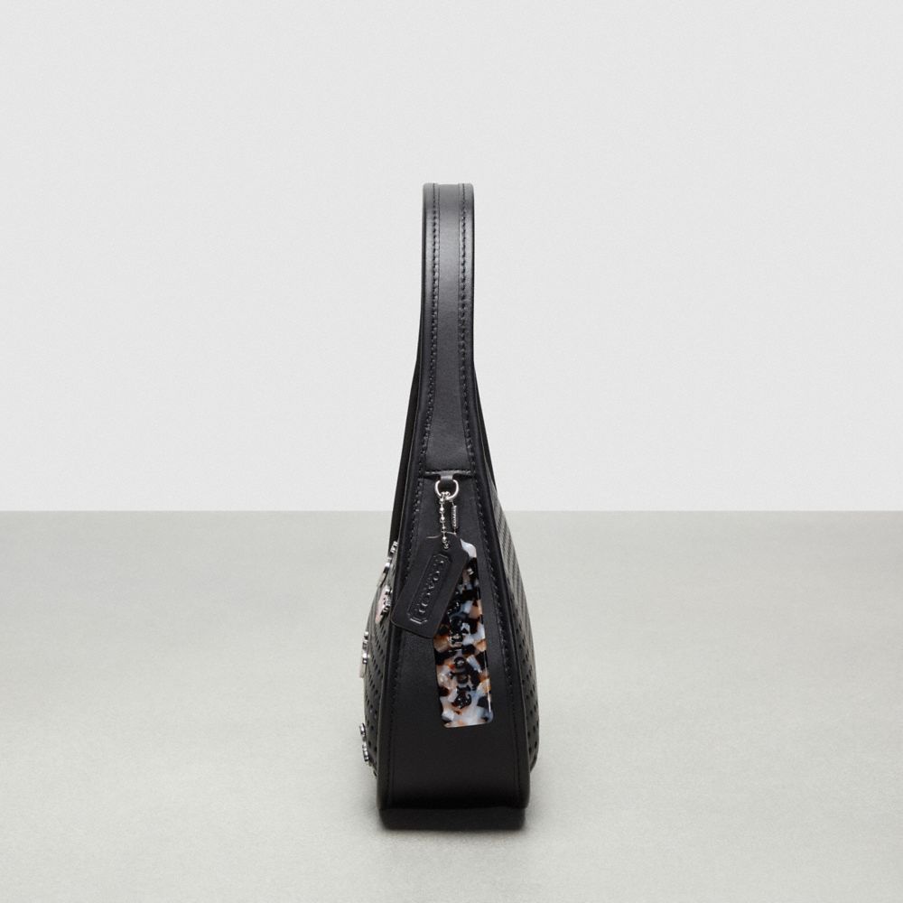 Coach Ergo Bag In Perforated Upcrafted Leather With Cherry Pins Black | COH865149