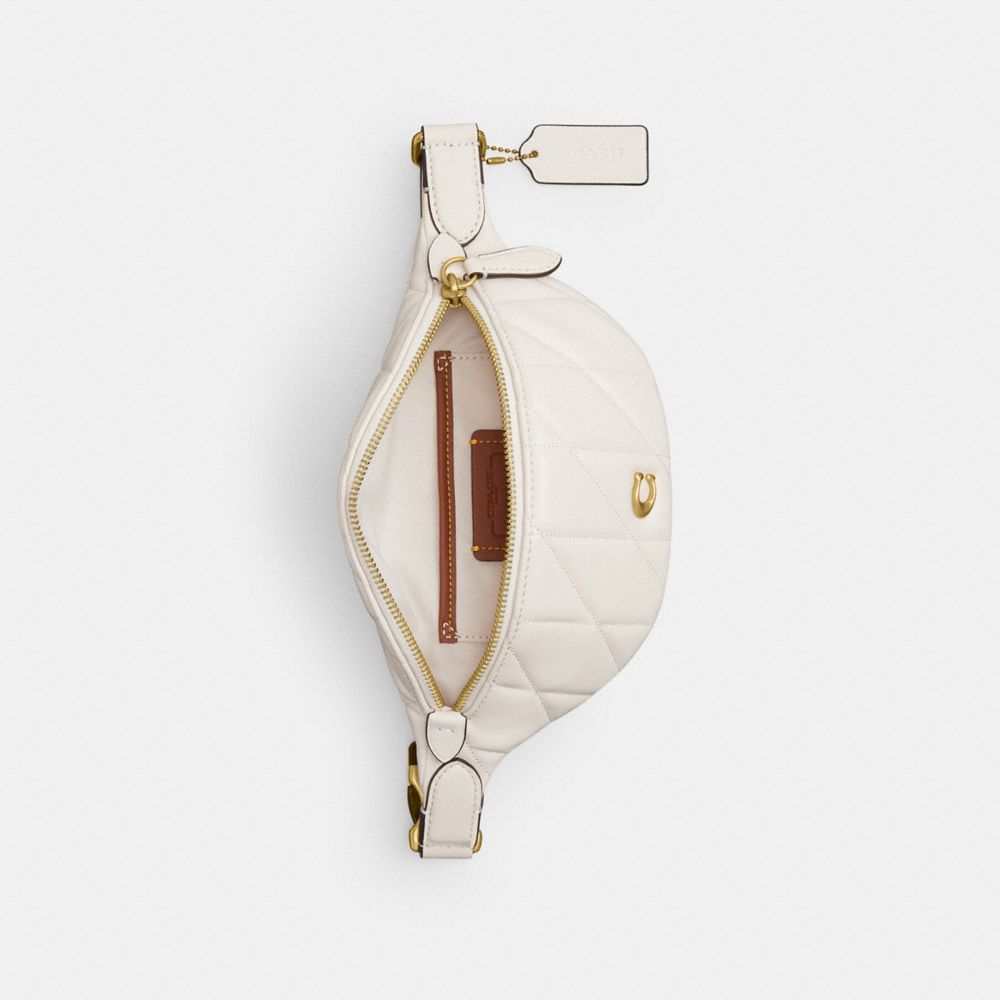 Coach Essential Belt Bag With Pillow Quilting Brass/Chalk | COH865442