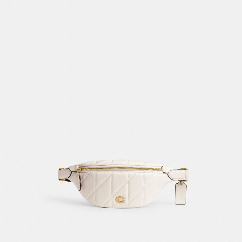 Coach Essential Belt Bag With Pillow Quilting Brass/Chalk | COH865442