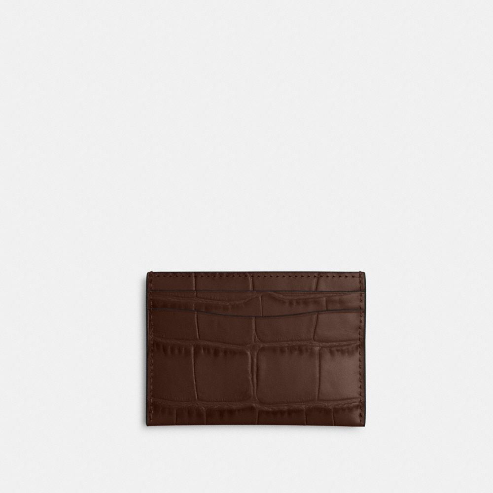 Coach Essential Card Case Croc Embossed Leather/Silver/Maple | COH865651