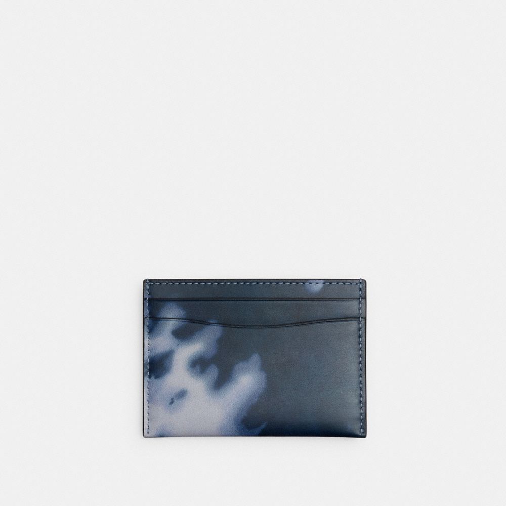 Coach Essential Card Case With Tie Dye Print Silver/Midnight Navy | COH865719