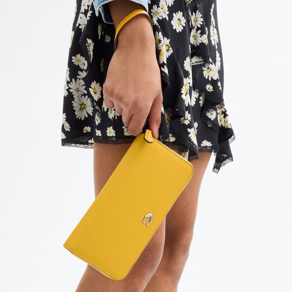 Coach Essential Continental Wallet Silver/Canary | COH865498