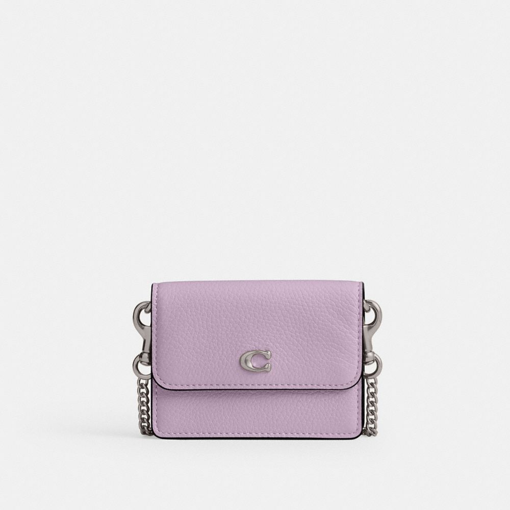 Coach Essential Half Flap Card Case Silver/Soft Purple | COH865273