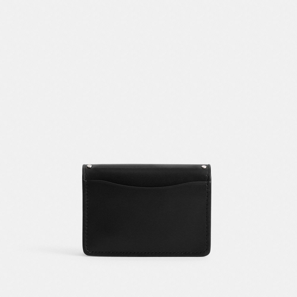 Coach Essential Half Flap Card Case With Rivets Silver/Black | COH865685