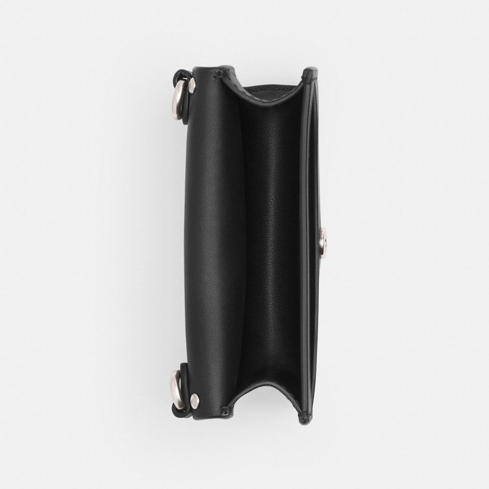 Coach Essential Half Flap Card Case With Rivets Silver/Black | COH865685