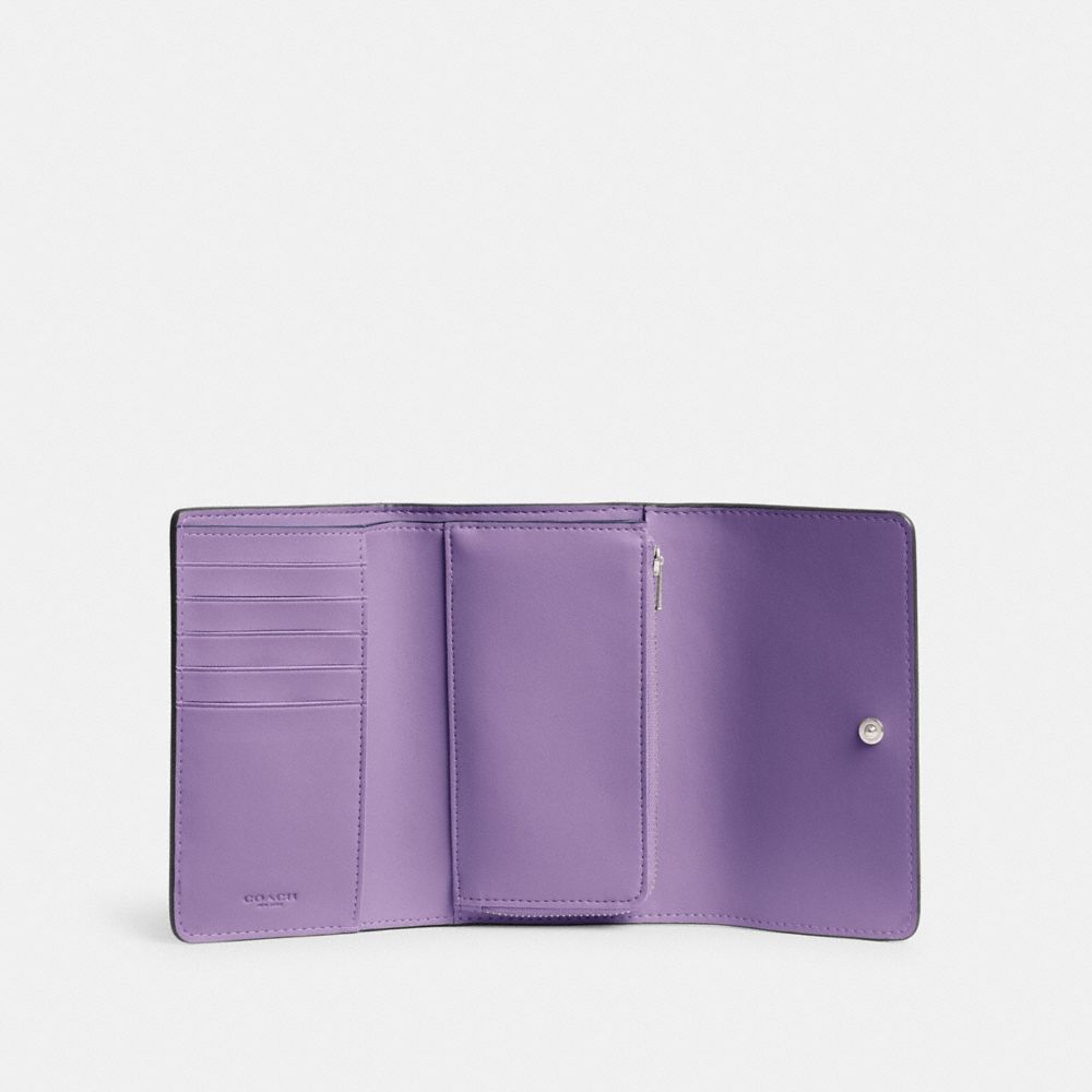 Coach Essential Medium Flap Wallet In Colorblock Silver/Soft Purple Multi | COH865506
