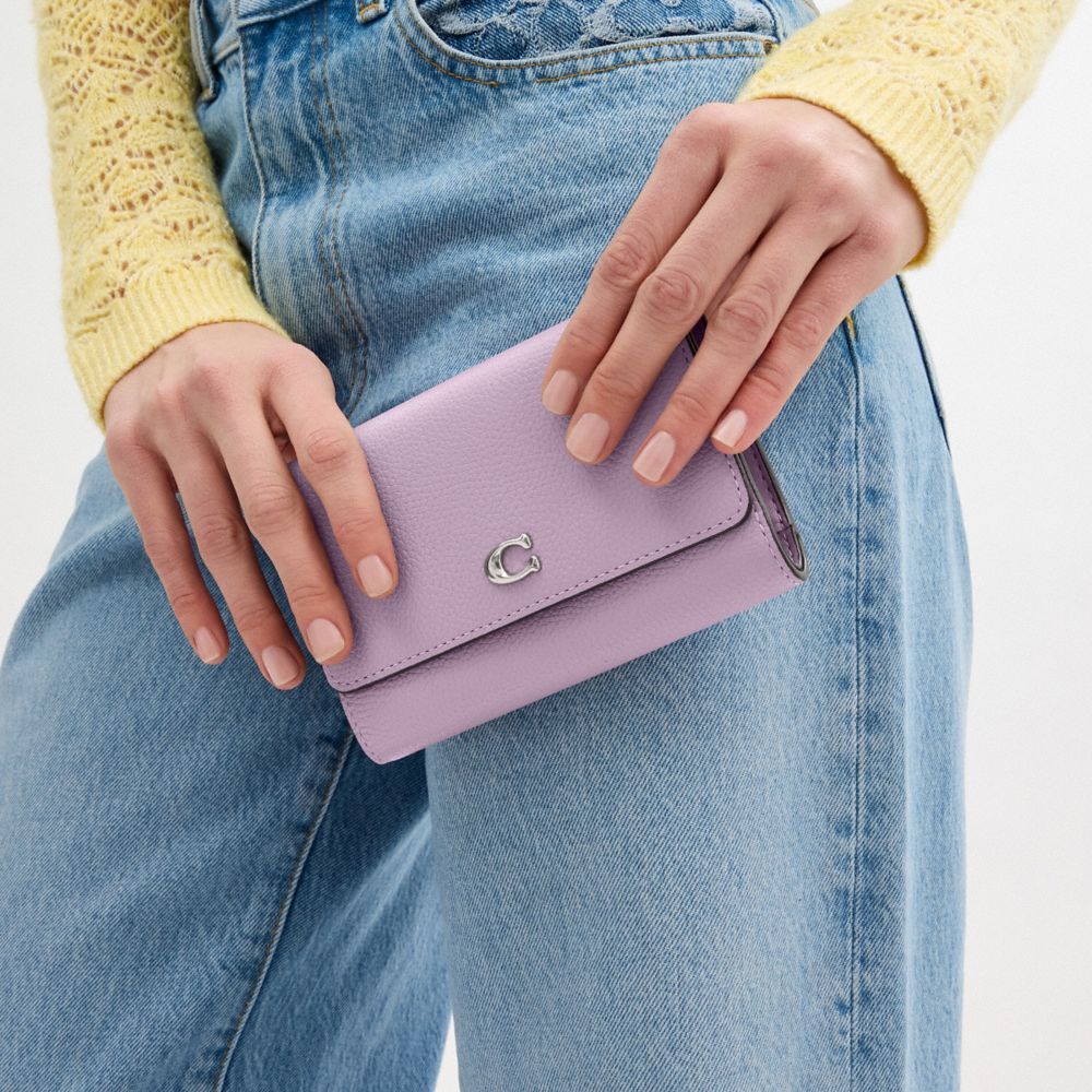 Coach Essential Medium Flap Wallet In Colorblock Silver/Soft Purple Multi | COH865506