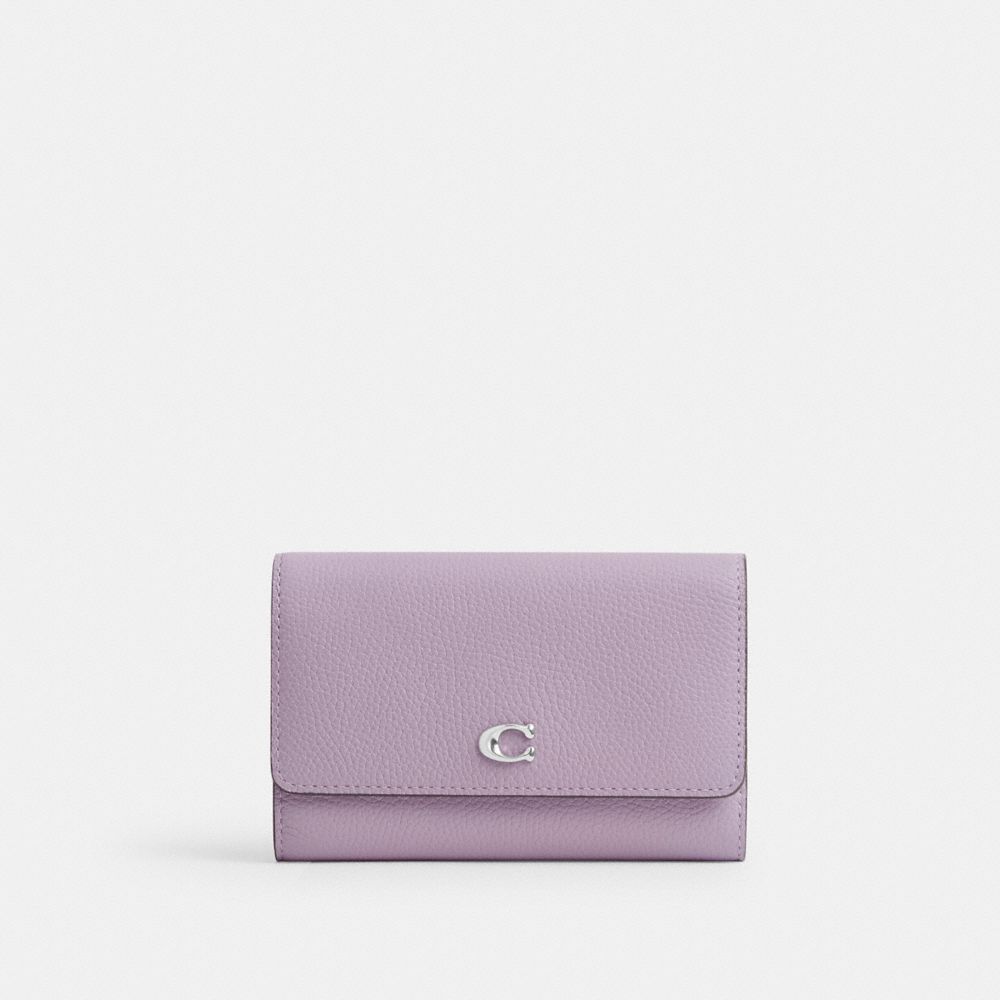 Coach Essential Medium Flap Wallet In Colorblock Silver/Soft Purple Multi | COH865506