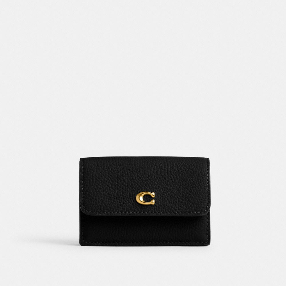 Coach Essential Mini Trifold Wallet Brass/Black | COH865556