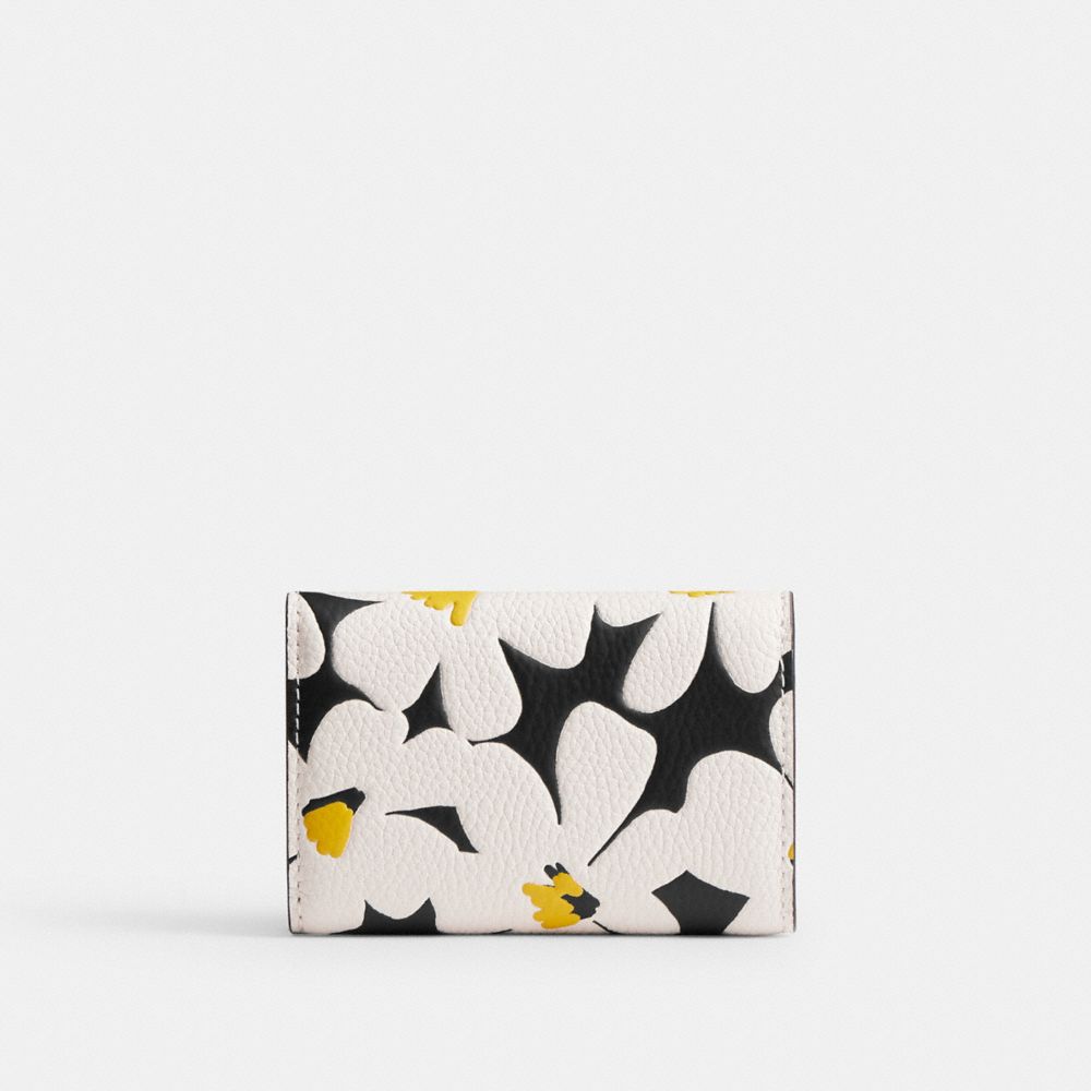 Coach Essential Mini Trifold Wallet With Floral Print Brass/Chalk Multi | COH865590