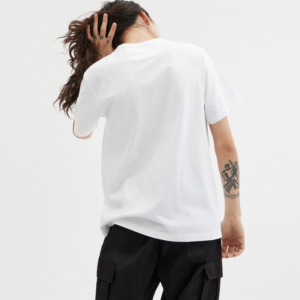 Coach Essential Pocket T Shirt White/Charcoal Signature | COH866928