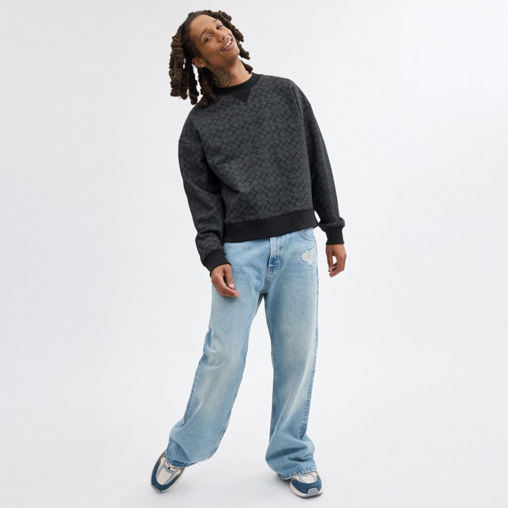 Coach Essential Signature Crewneck Charcoal Signature | COH865948
