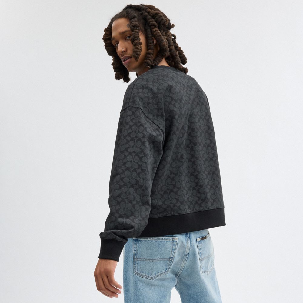 Coach Essential Signature Crewneck Charcoal Signature | COH865948